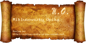 Miklusovszky Opika névjegykártya